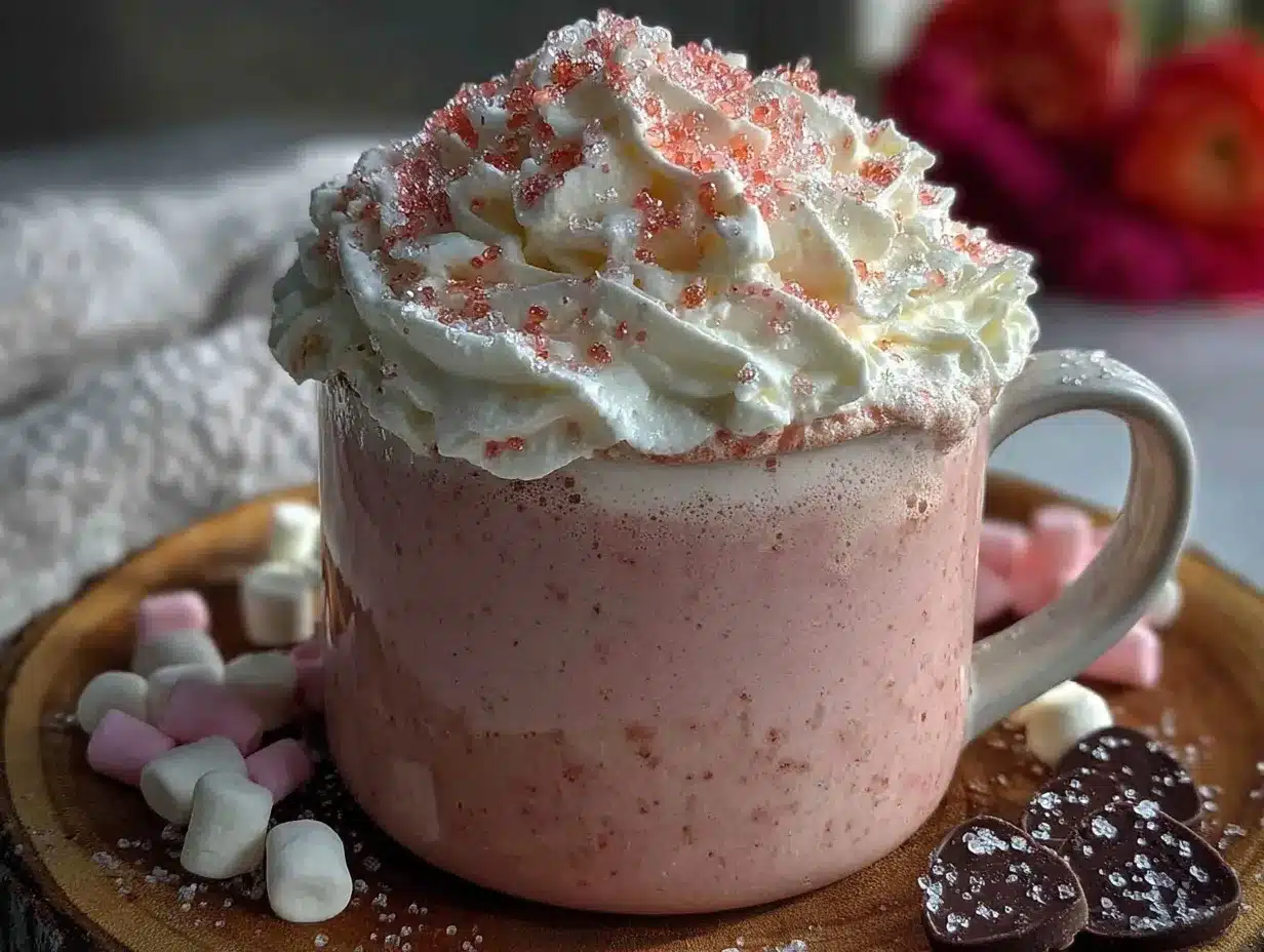 pink velvet hot chocolate preparation steps