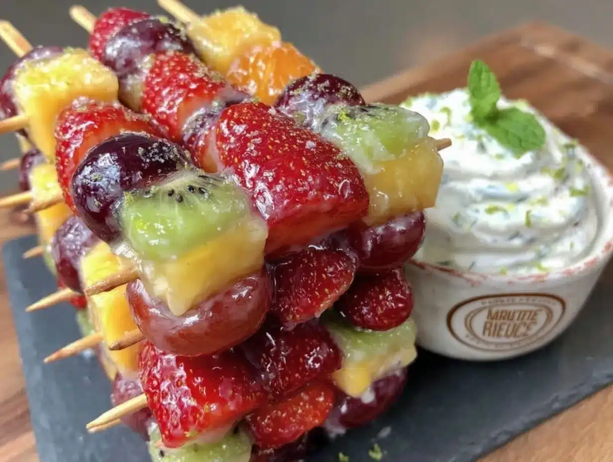 rainbow fruit skewers preparation steps