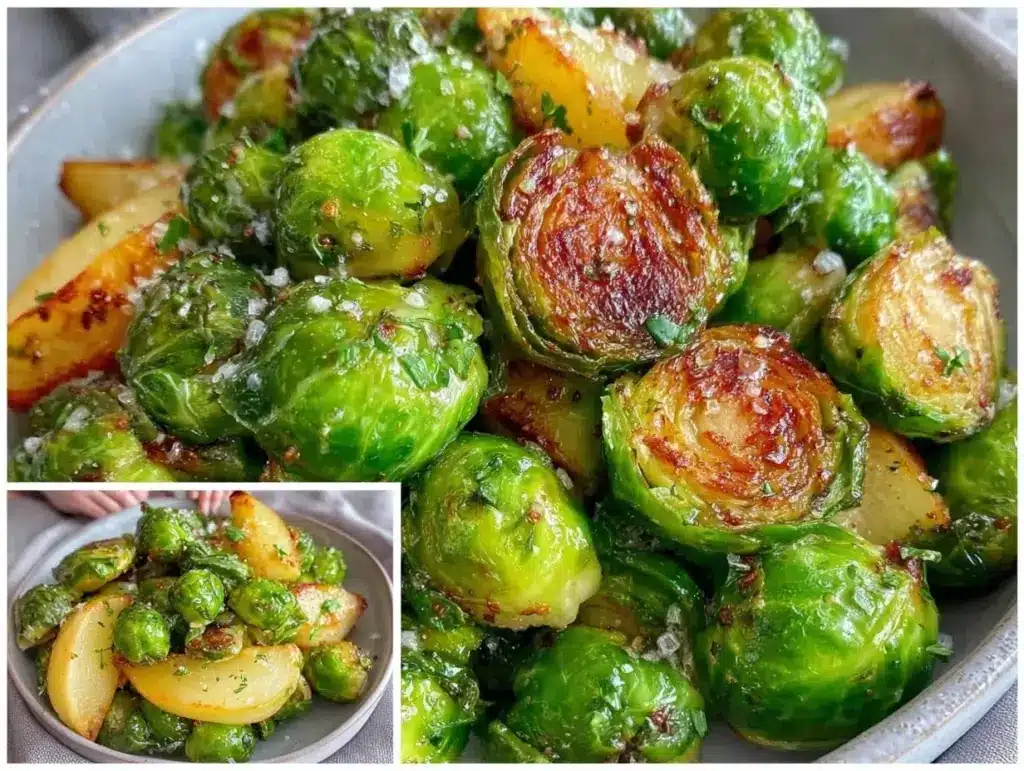 roasted Brussels sprouts with pears - featured image