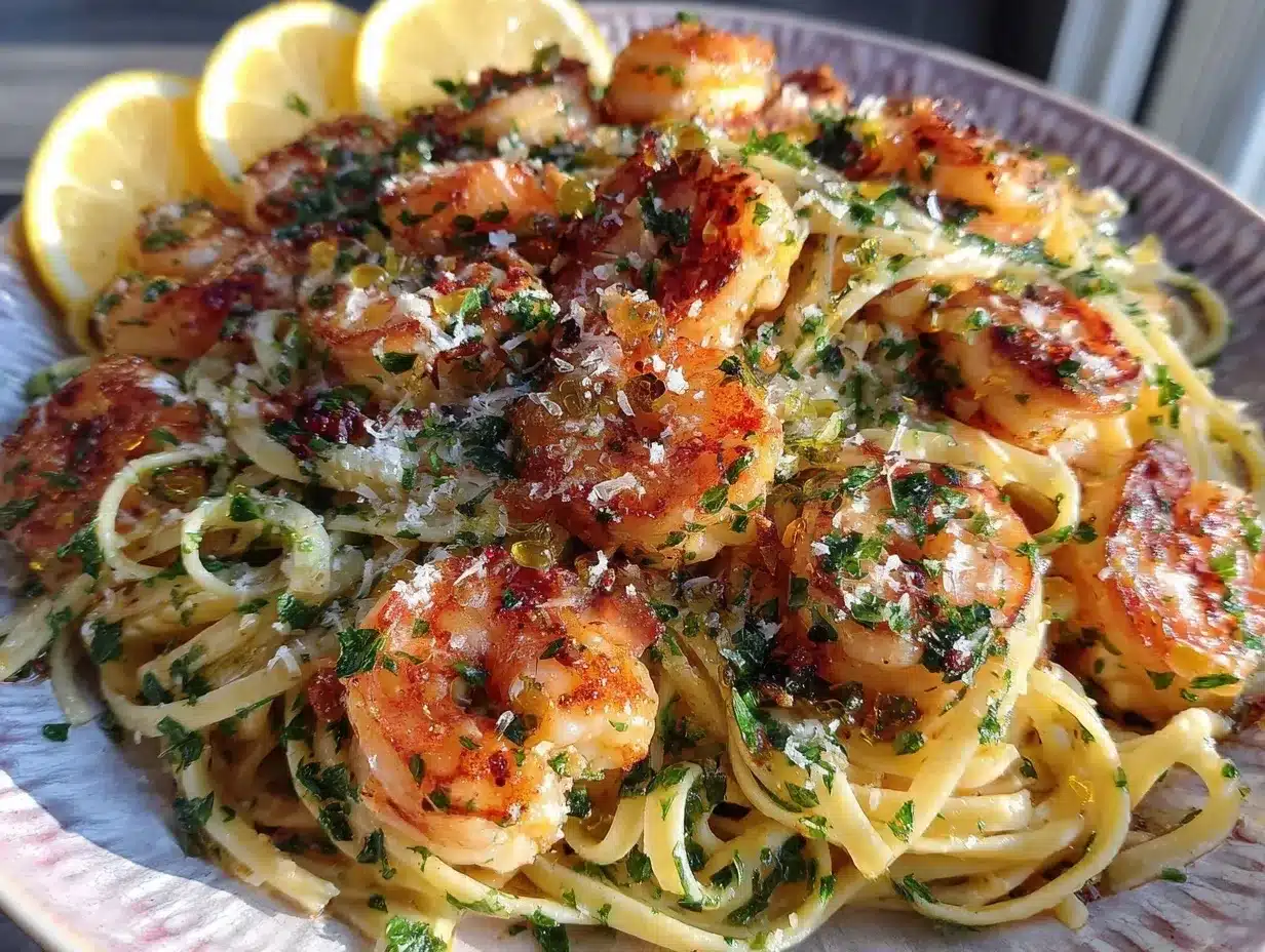 Shrimp scampi linguine preparation steps