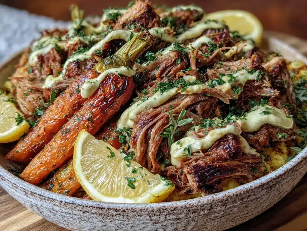 slow cooker pulled pork dinner bowl - featured image