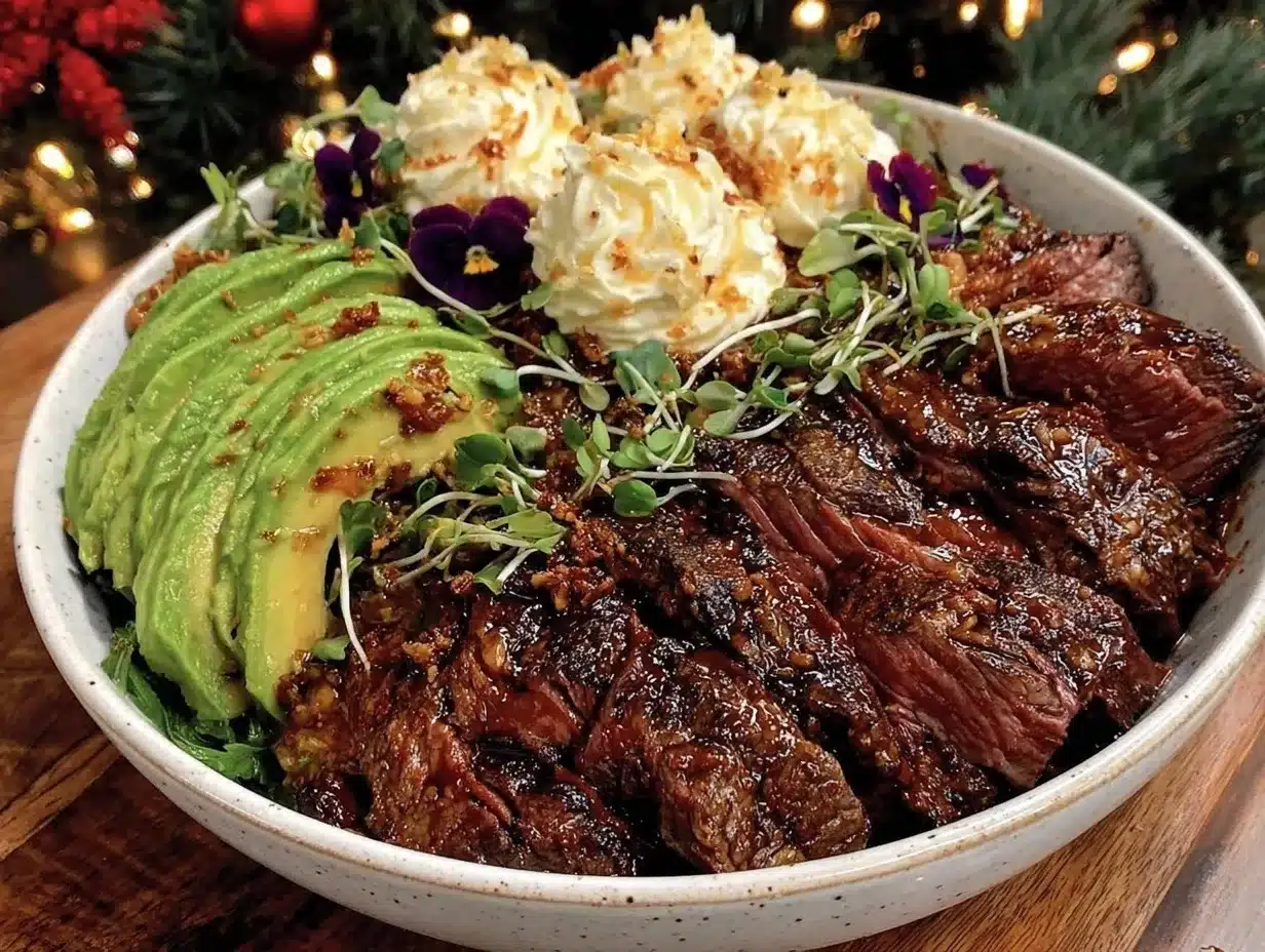 steak dinner bowl with chipotle-lime yogurt preparation steps