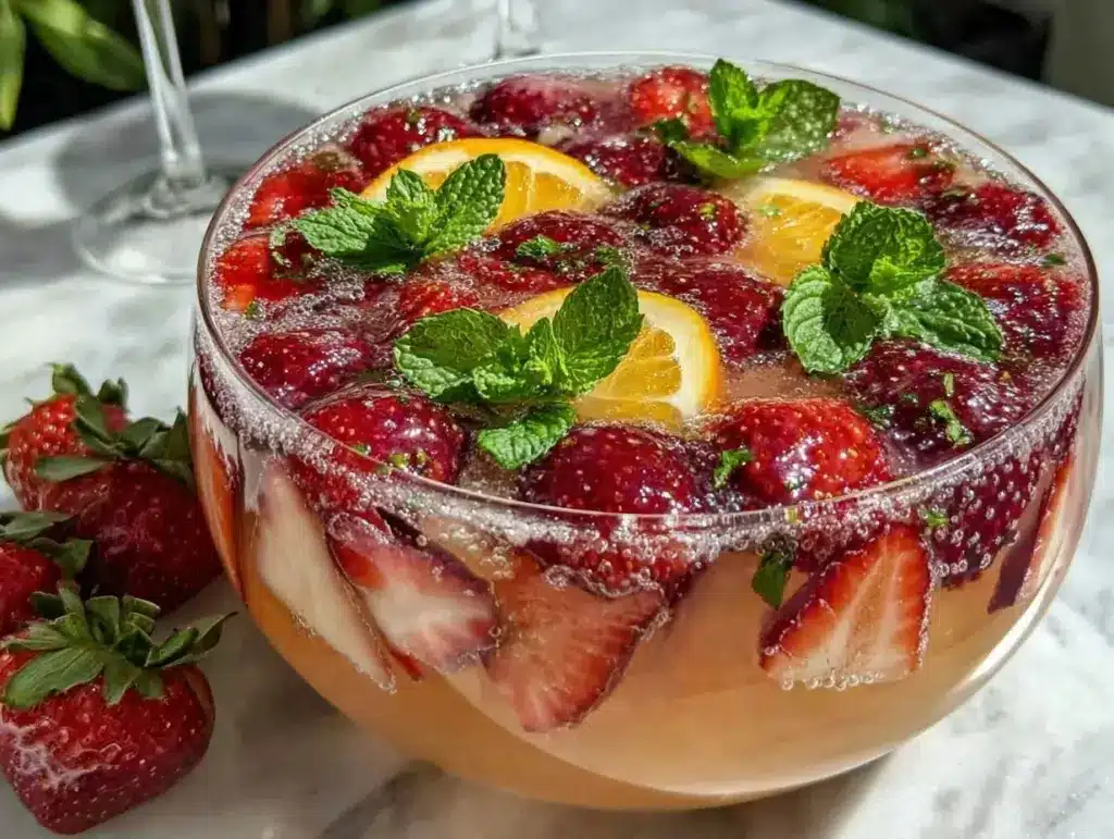 Strawberry Champagne Mimosa Punch - featured image