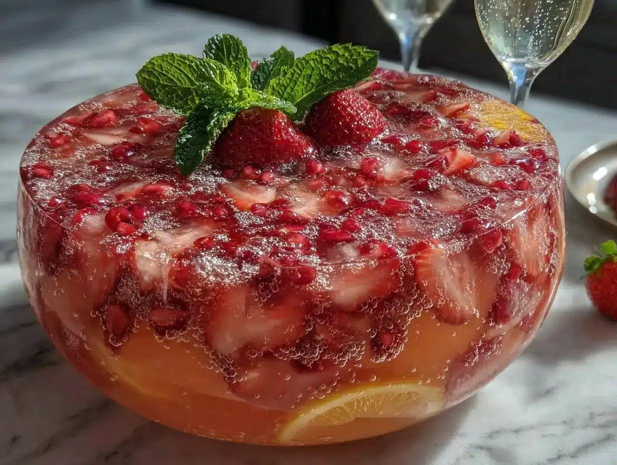 Strawberry Champagne Mimosa Punch preparation steps