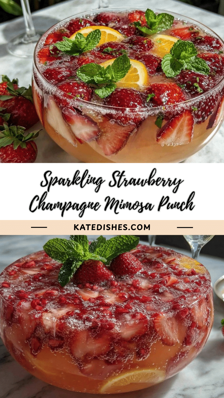 Strawberry Champagne Mimosa Punch recipe