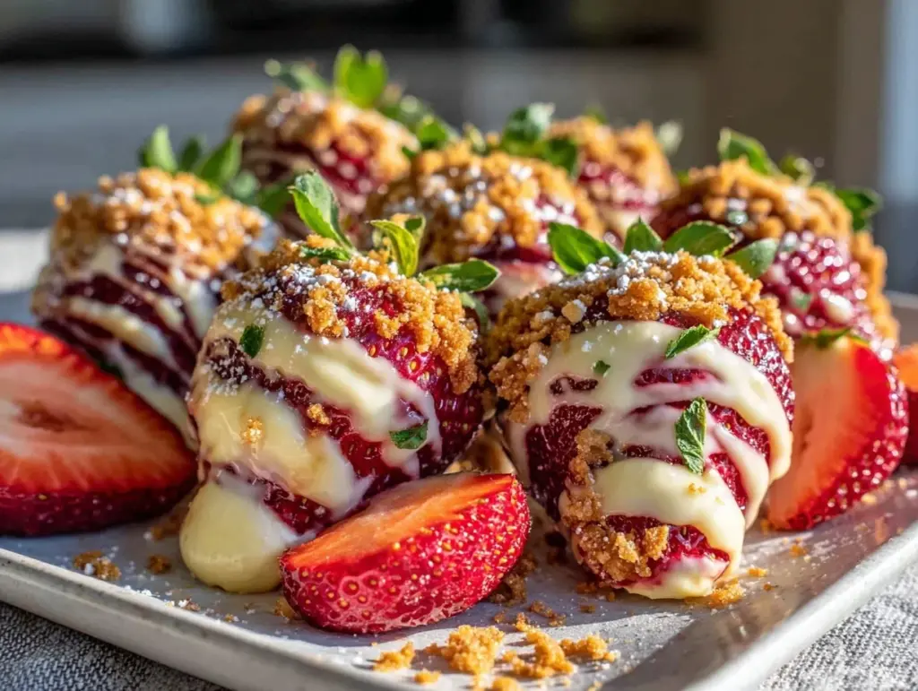 strawberry cheesecake stuffed strawberries - featured image