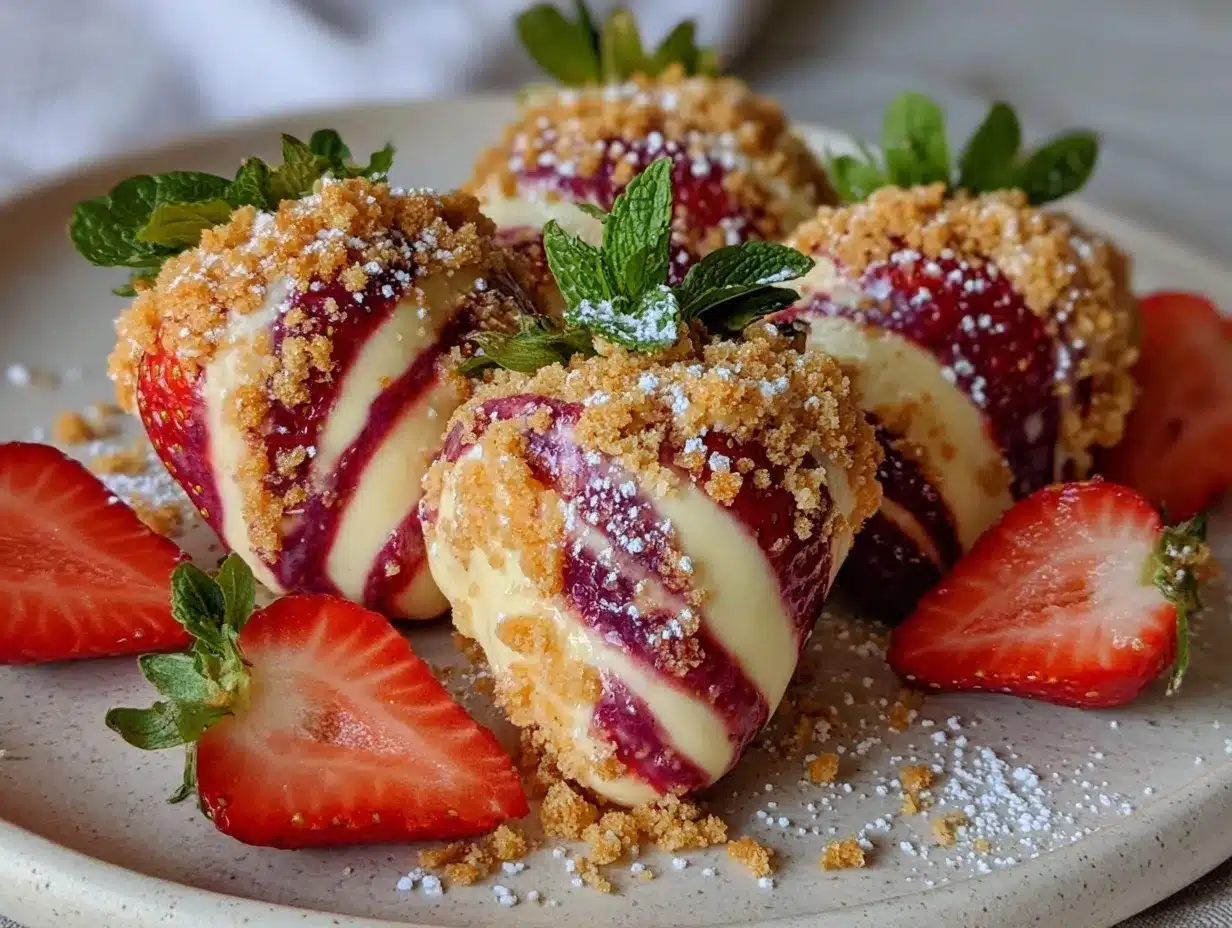 strawberry cheesecake stuffed strawberries preparation steps