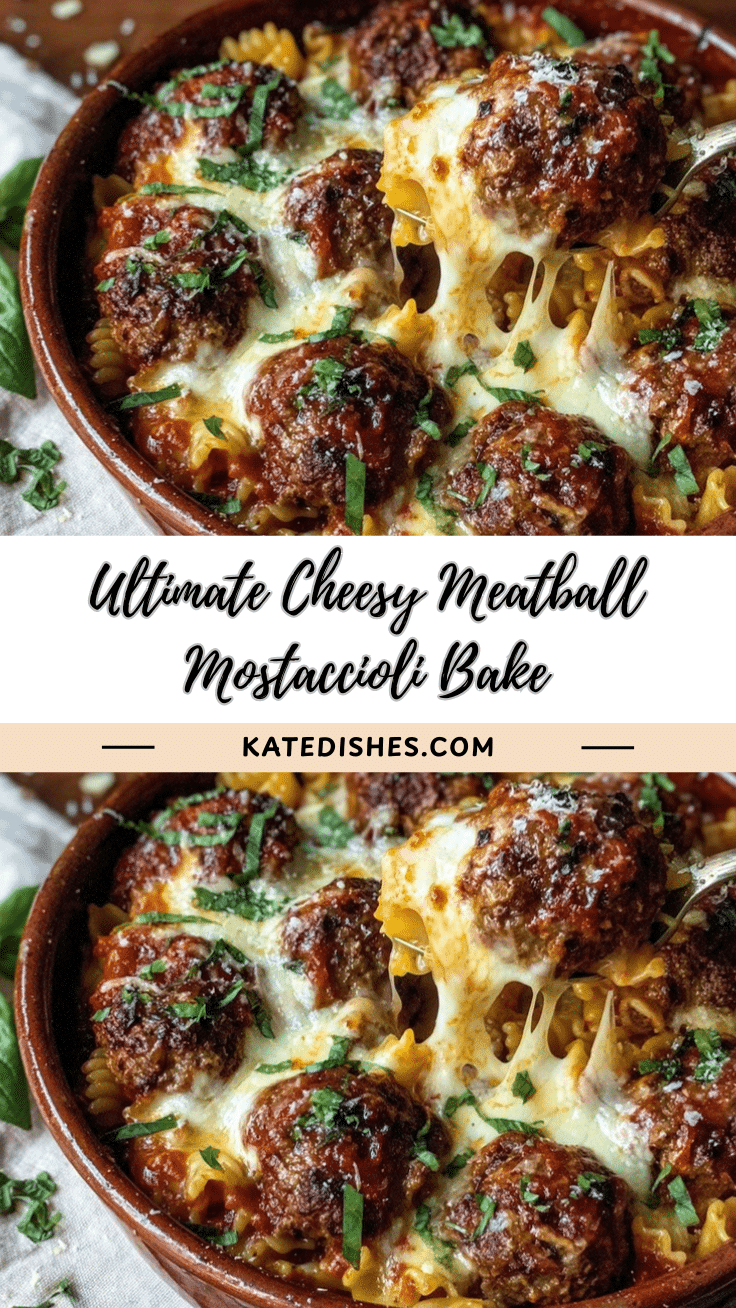three-cheese meatball mostaccioli bake recipe