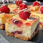 white chocolate raspberry cheesecake bars - featured image