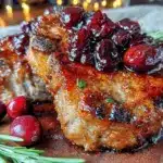 cherry balsamic glazed pork chops - featured image