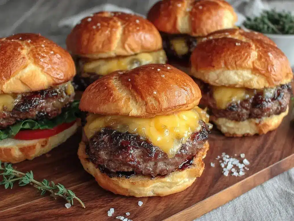 classic beef burgers with caramelized onions - featured image