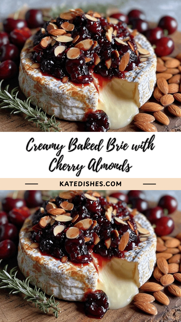creamy baked brie with cherry compote and almonds recipe
