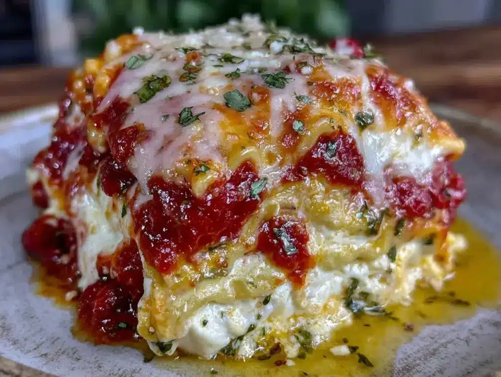 creamy crockpot lasagna - featured image