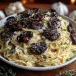 creamy garlic mushroom pasta - featured image