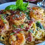 creamy garlic tuscan shrimp pasta - featured image