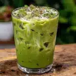 creamy iced matcha latte - featured image