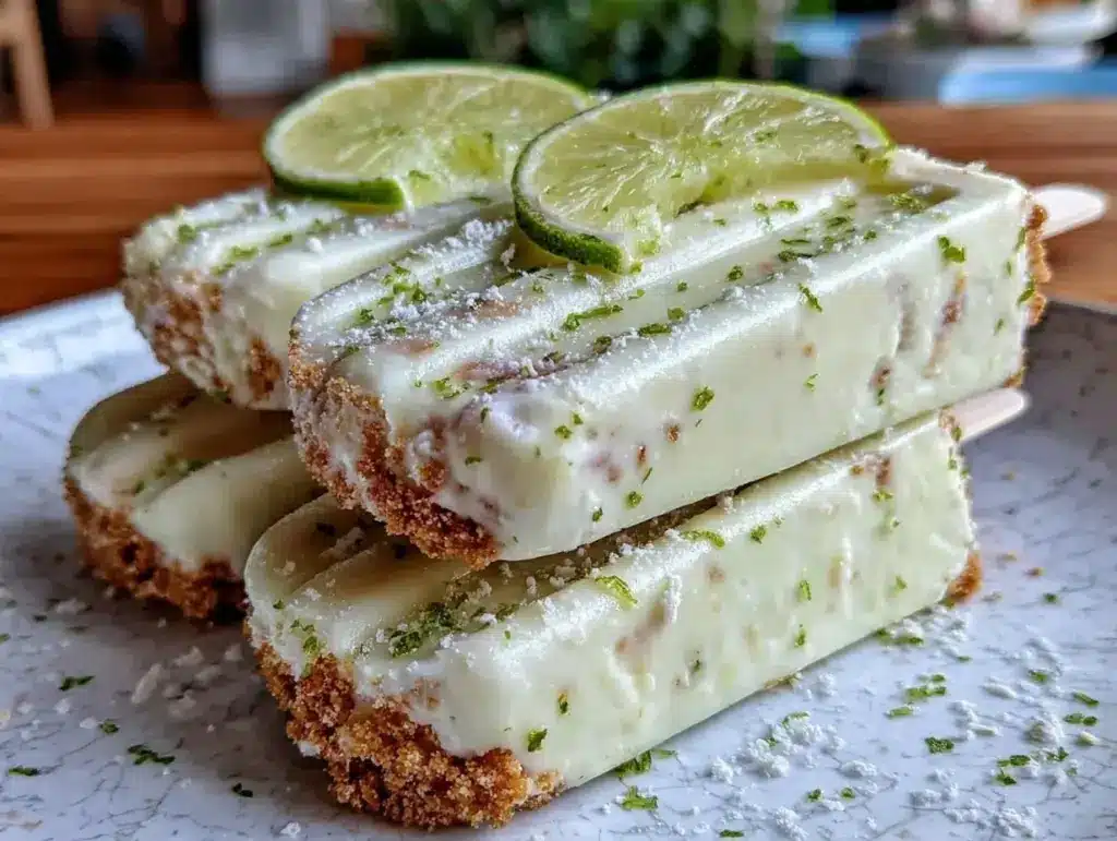 creamy key lime pie popsicles - featured image