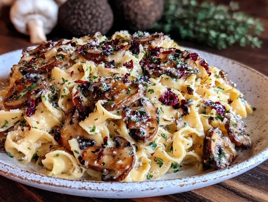 creamy mushroom truffle pasta - featured image