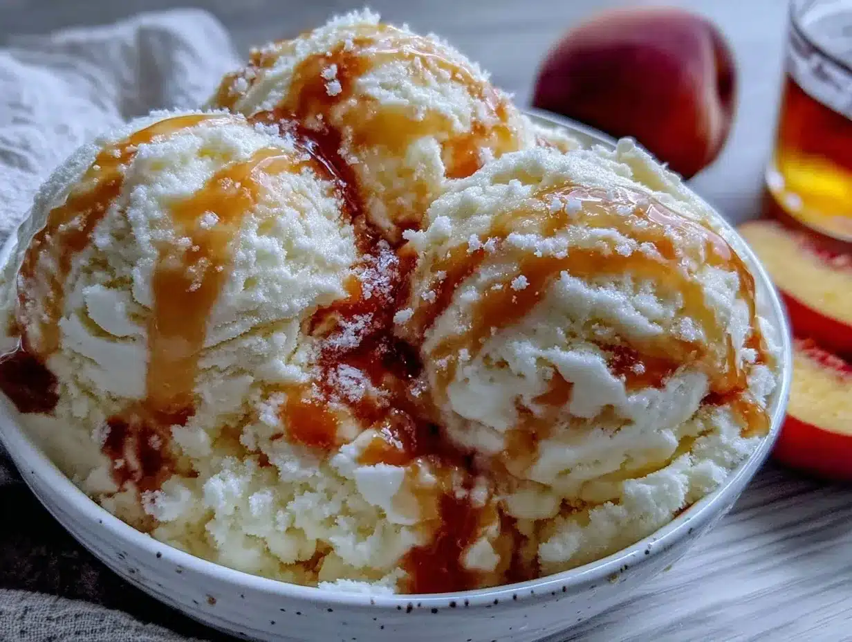Creamy No-Churn Peach Bourbon Ice Cream preparation steps