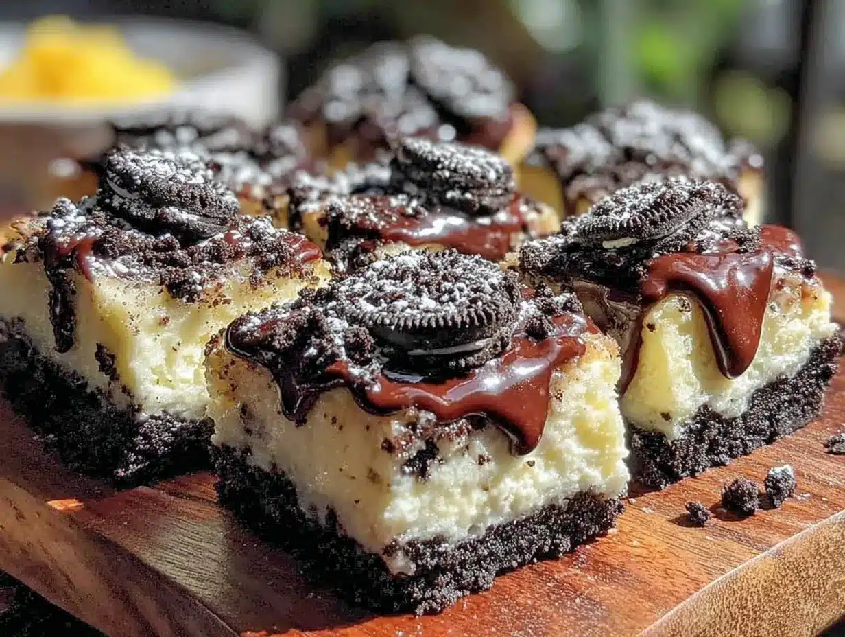 creamy Oreo cheesecake bars preparation steps
