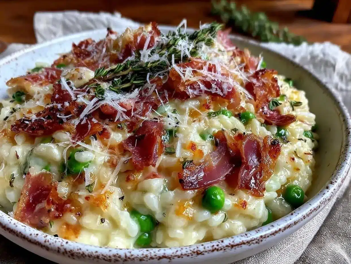 creamy pea and prosciutto risotto preparation steps