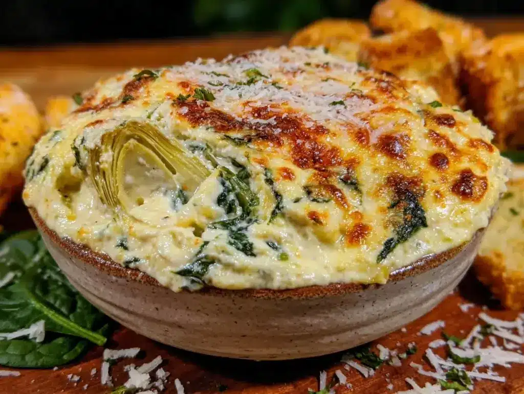 creamy spinach artichoke dip - featured image