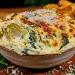 creamy spinach artichoke dip - featured image
