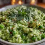 creamy spring pea and mint risotto - featured image