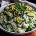 creamy spring pea risotto - featured image
