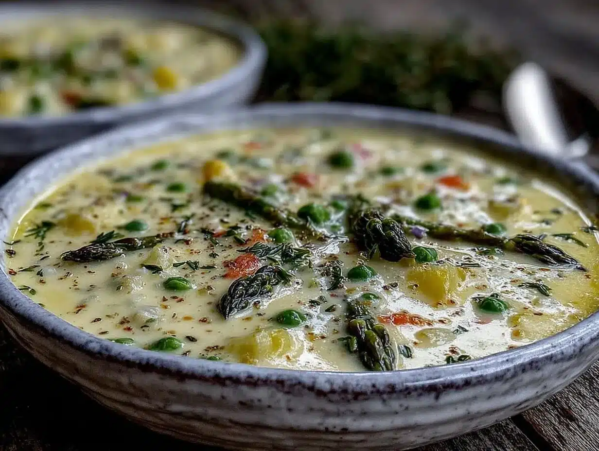 creamy spring vegetable soup preparation steps