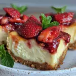 creamy strawberry shortcake cheesecake bars - featured image