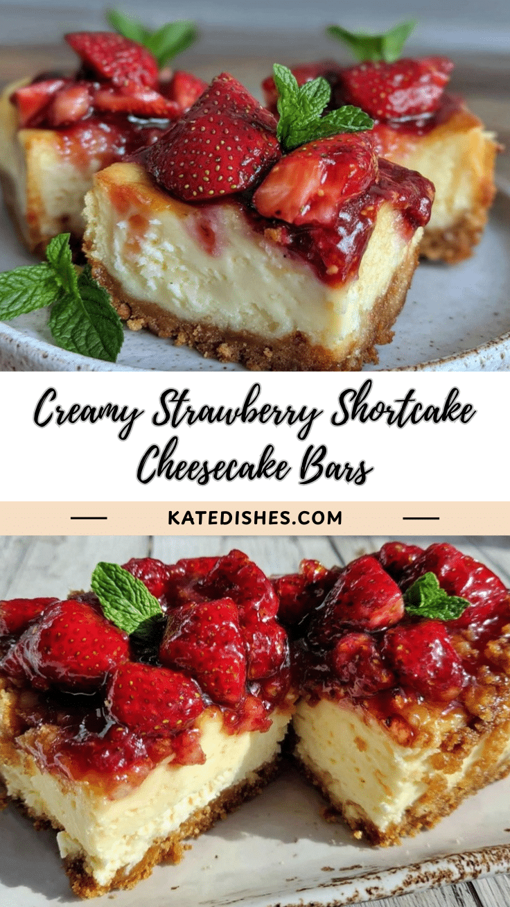 creamy strawberry shortcake cheesecake bars recipe