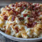 creamy ultimate mac and cheese with bacon - featured image