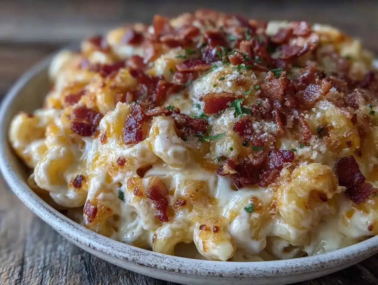 creamy ultimate mac and cheese with bacon preparation steps