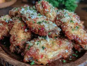 crispy baked garlic parmesan wings - featured image