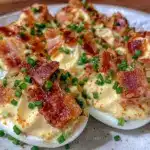 crispy deviled eggs with bacon and chives - featured image