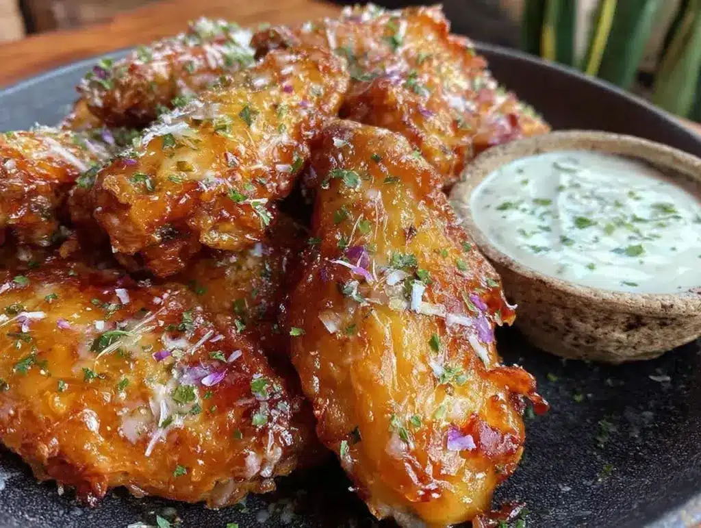 crispy garlic parmesan wings - featured image