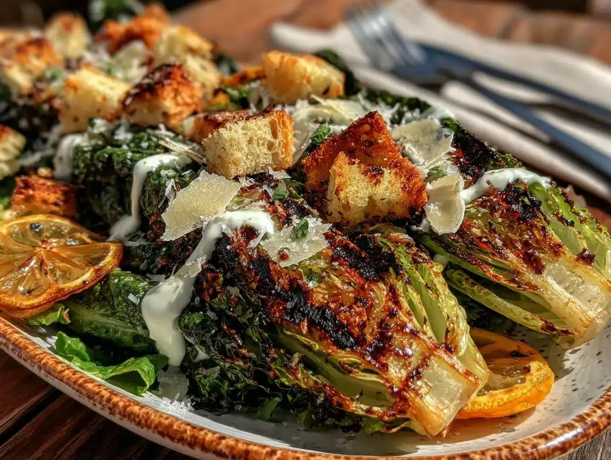 crispy grilled caesar salad preparation steps