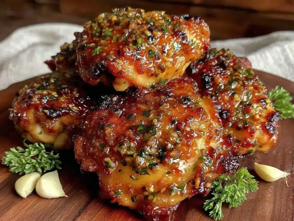 crispy honey garlic chicken thighs - featured image