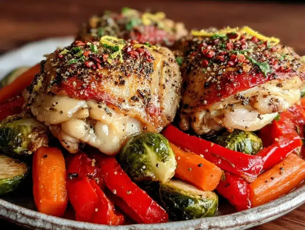 crispy lemon pepper chicken thighs - featured image