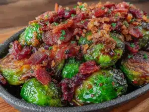 crispy oven-roasted brussels sprouts with bacon - featured image
