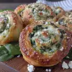 crispy spinach and feta puff pastry pinwheels - featured image
