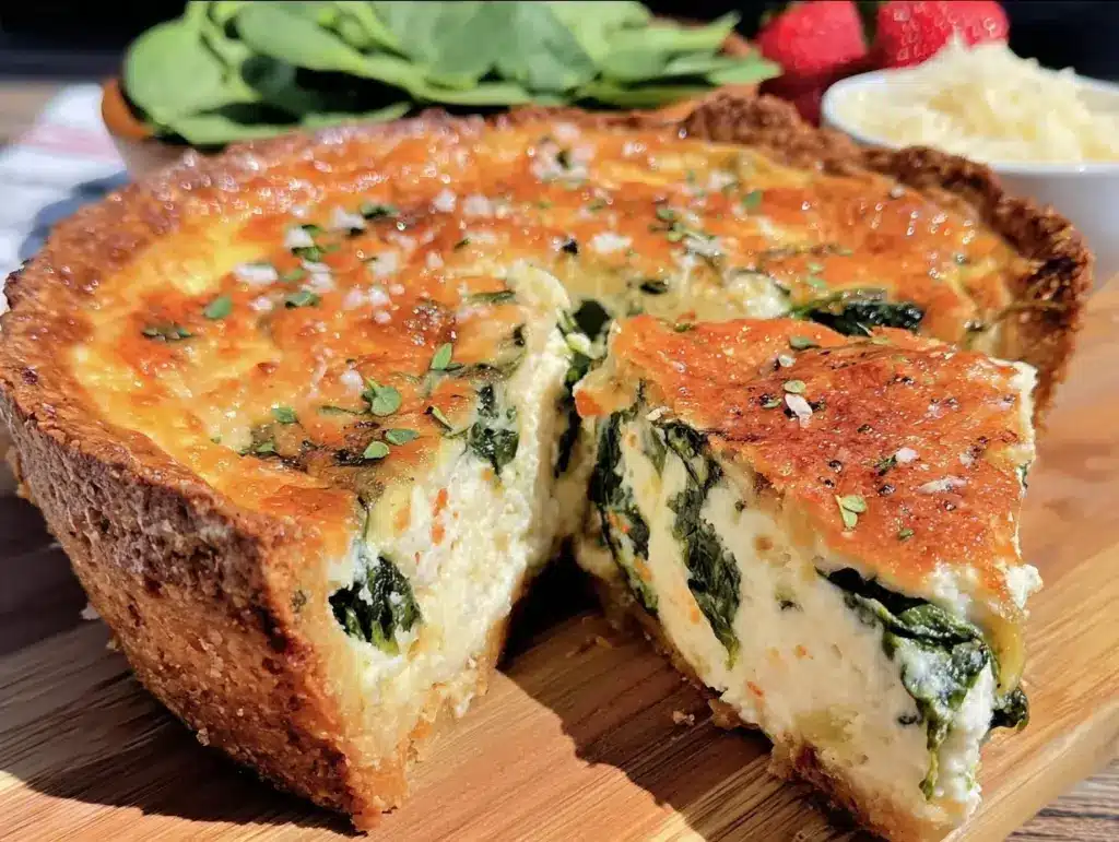 crispy spinach and gruyere quiche - featured image