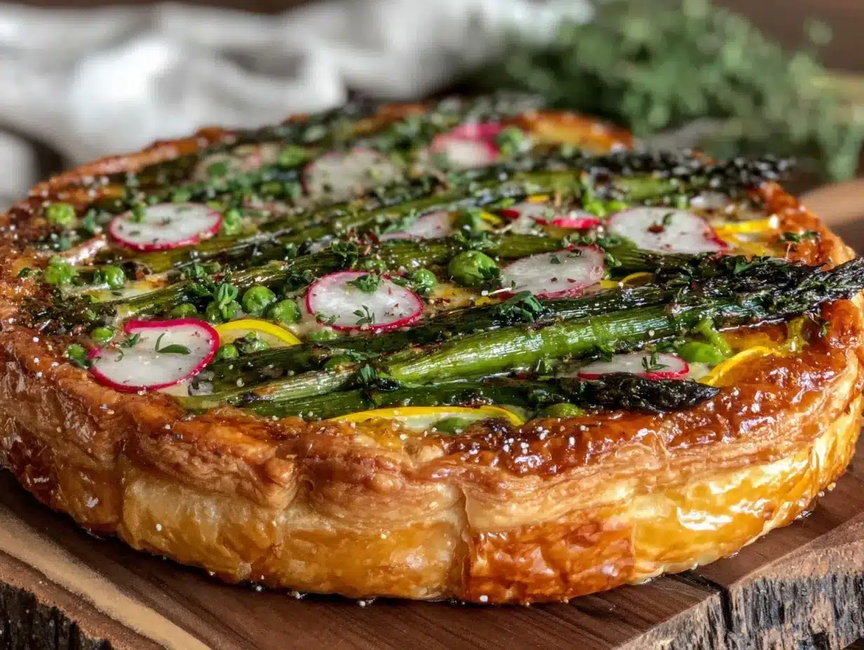 crispy spring vegetable tart preparation steps