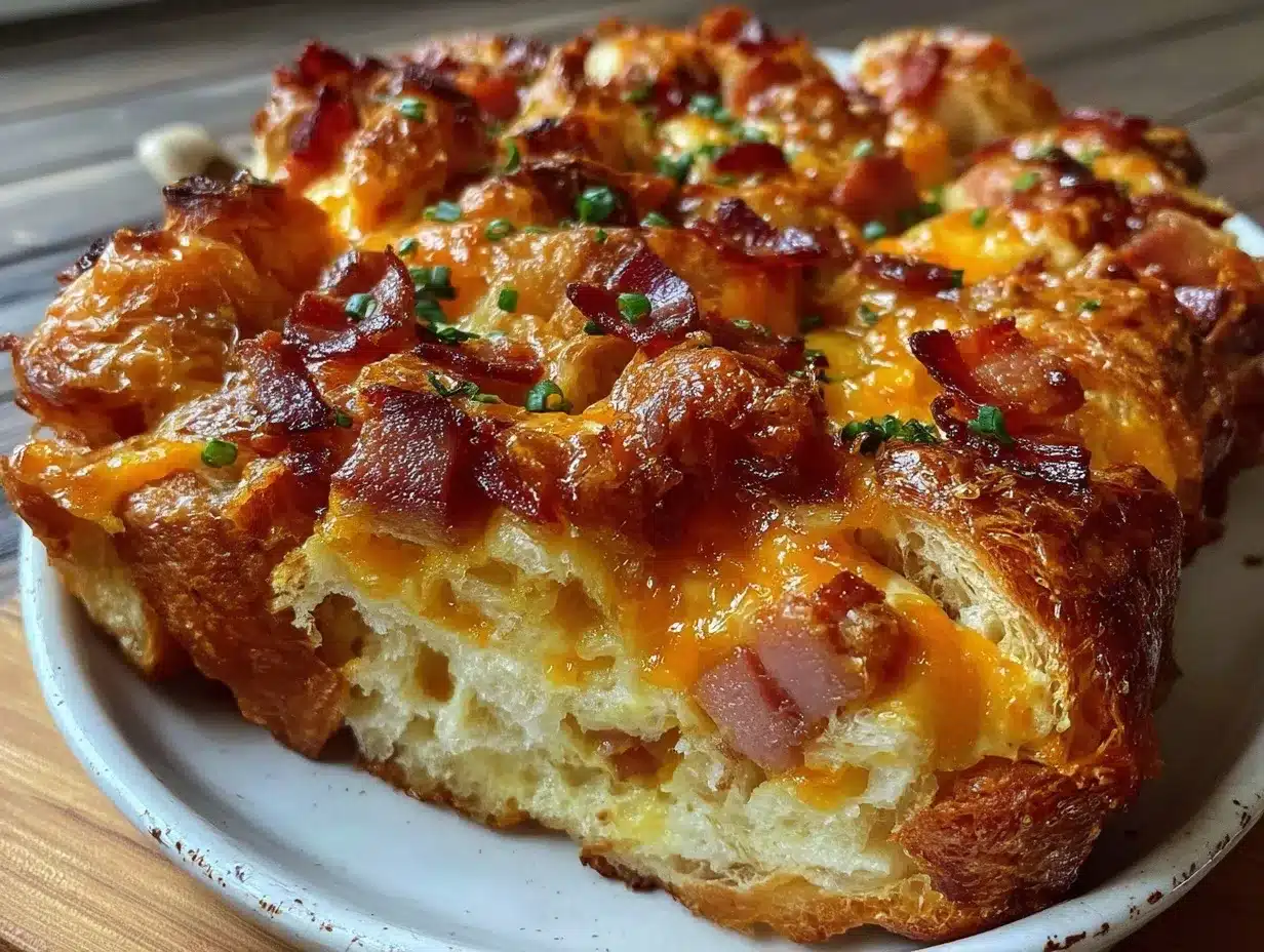 easy cheesy croissant breakfast casserole preparation steps