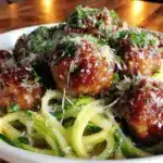 easy zesty zucchini noodles with turkey meatballs - featured image