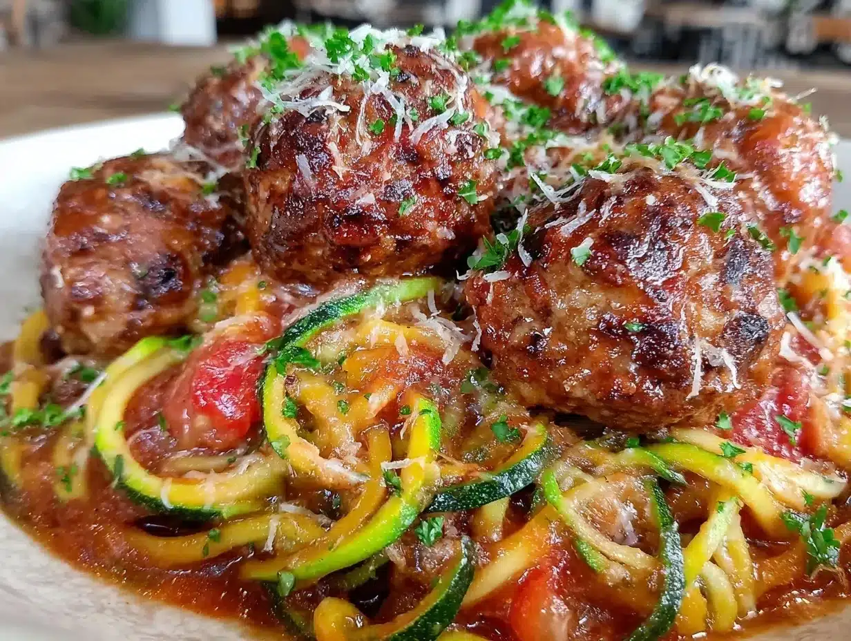 easy zesty zucchini noodles with turkey meatballs preparation steps