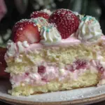 fluffy strawberry cream cake - featured image