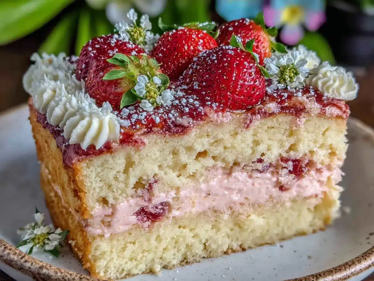 fluffy strawberry cream cake preparation steps