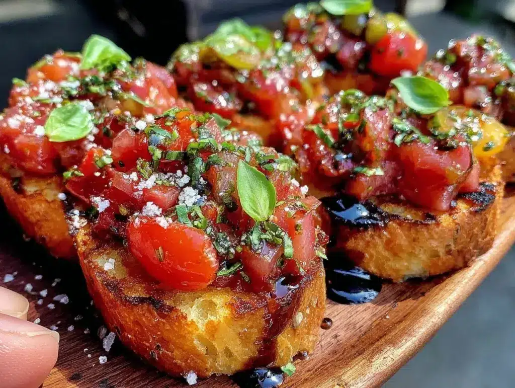 fresh bruschetta with tomato basil and balsamic - featured image